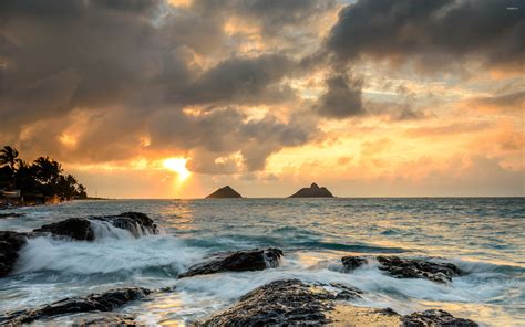 Sunrise at Lanikai Point, Hawaii wallpaper - Beach wallpapers - #17305