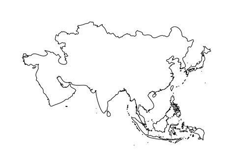 Vector Illustration Asia Outline Map With Countries Names Isolated On - Bank2home.com