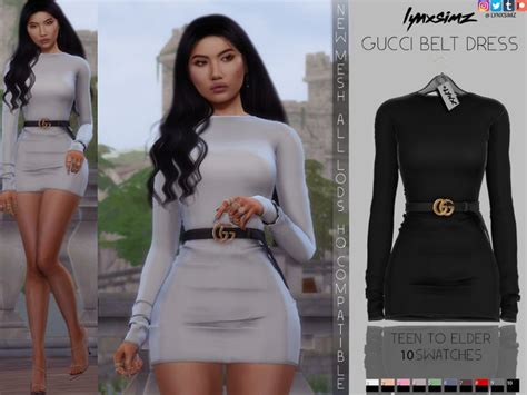 GUCCI BELT DRESS | Sims 4 dresses, Sims 4 clothing, Lv belt women outfit