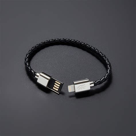 Charging Cable Bracelet Single Wrap // Black + Silver (7.5" iPhone) - Clearance: Toys & Tech ...