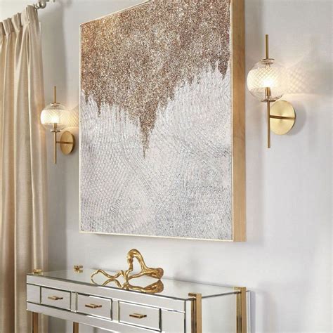 Large Shine Painting Gold Glitter Wall Art Living Room Extra Large ...