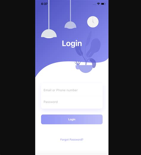 Animated login screen page designed with flutter dart