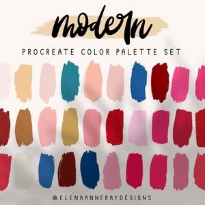 8 Procreate Color Palettes, Modern Procreate Color Palette, Boho Bundle Color Swatches ...