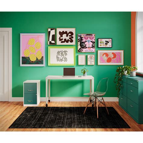 Hirsh Ready-to-Assemble 48-inch Wide Mobile Metal Desk for Home Office, White - Walmart.com