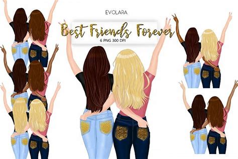 Best Friends Clipart Besties Clipart Friends Clipart BFF (366965) | Illustrations | Design ...