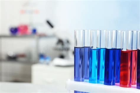 Test Tubes with Samples in Chemistry Laboratory. Space for Text Stock Image - Image of biology ...