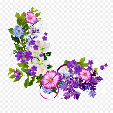 Download Bouquet Of Purple Flowers Border Png Download - Free Purple ...