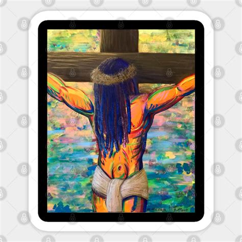 Jesus Christ Colorful Painting - Black Jesus On The Cross - Sticker ...