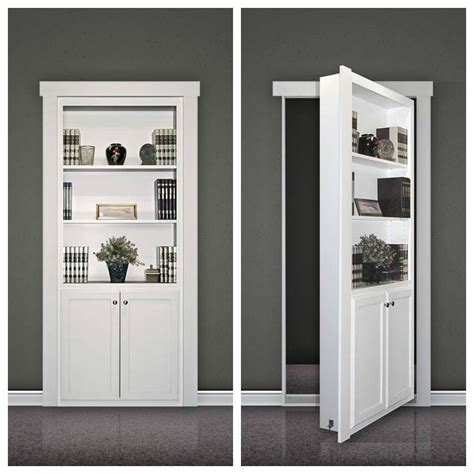 A flush-mount Murphy Door kit looks like a built-in bookcase when the door is closedClick To ...