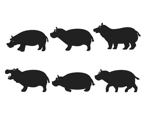 Hippo Vector Set Vector Art & Graphics | freevector.com