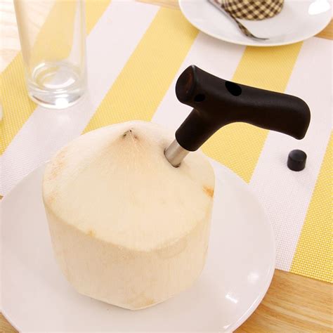 Coconut Opener Stainless Steel Coconut Opening Tools Hole puncher Coconut Drill Knife Homemade ...