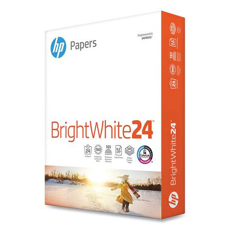 HP Bright White Inkjet Paper, 100 Brightness, 24lb, 8-1/2 x 11, 500 Sheets/Ream | OfficeSupply.com