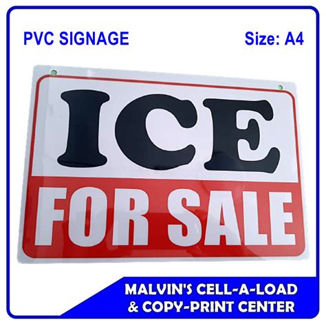 PVC SIGNAGE - ICE FOR SALE - SIZE A4 | Lazada PH