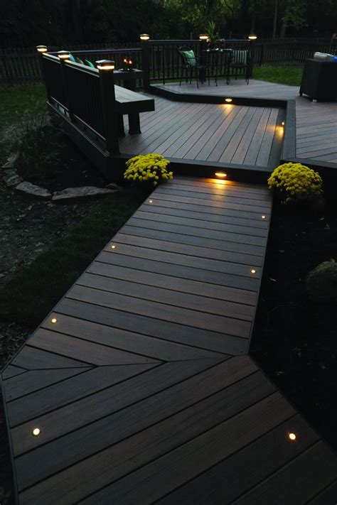 terraced decking at night - Google Search | Outside house decor, Backyard, Patio deck designs