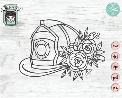 Firefighter Wife SVG, Firefighter SVG File, Firefighter Hat Floral ...