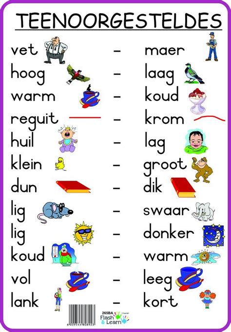 Teenoorgesteldes | Kids preschool learning, Afrikaans, Preschool learning