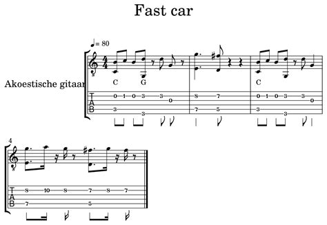 Fast car - Sheet music for Acoustic Guitar