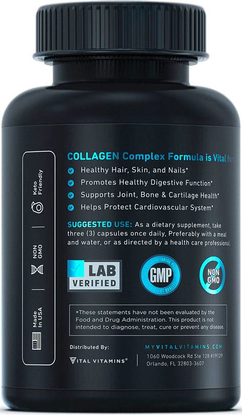 Vital Vitamins Multi Collagen Complex - Type I, II, III, V, X, Grass Fed, Non-GMO, 150 Capsules ...