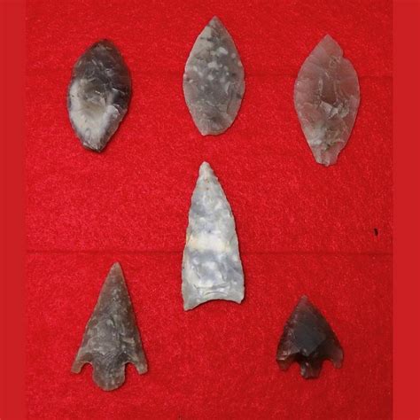 Six Neolithic To Bronze Age Flint Arrowheads. UK Found - Den of Antiquity