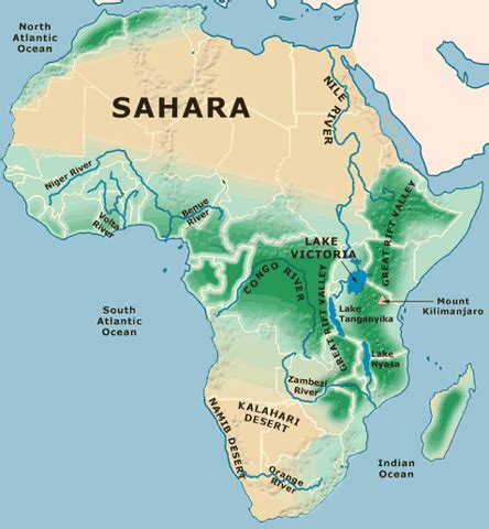 physical features of africa south of the sahara - SBMS 6th Grade world ...