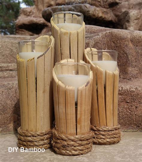 Some Easy DIY Bamboo Projects in 2020 | Bamboo candle, Bamboo candle holder, Bamboo lamp