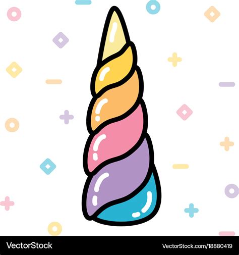 Unicorn horn rainbow pastel black outline Vector Image