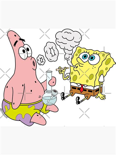 "Spongebob and Patrick Smoking Weed Cannabis Cartoon Art" Magnet for ...