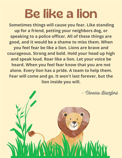 Children's Poem PDF Printable Be Like a Lion - Etsy Canada in 2022 ...