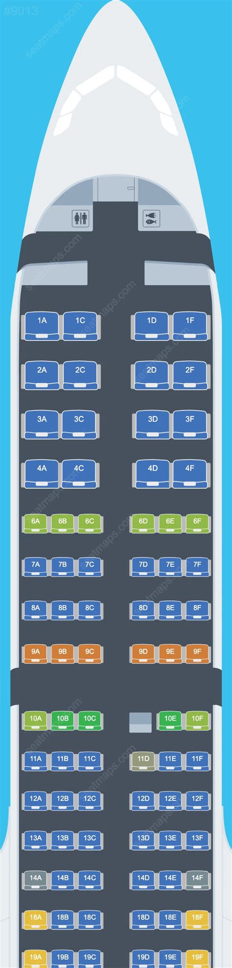 Seat map of Airbus A321 Alaska Airlines updated 2024