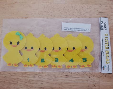 5 Little Ducks Finger Puppets for Music Education Ppreschool | Etsy