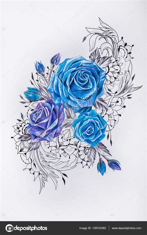 Blue Roses Drawings