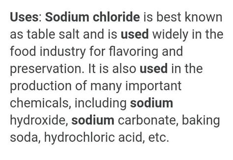 preparation properties and uses of nacl - Brainly.in