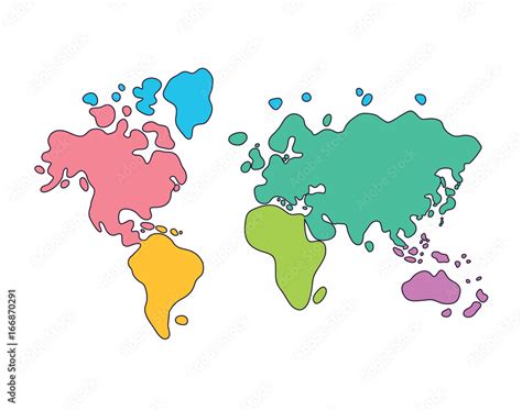 Cartoon World Map Continents