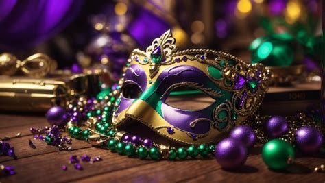 Premium AI Image | Mardi gras masks and accessories