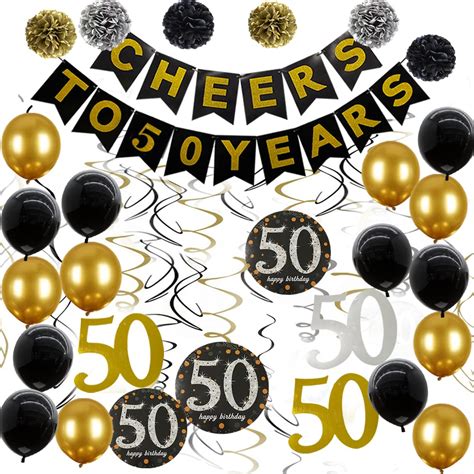 Buy 50th Birthday Decorations for Men Cheers to 50 Years Birthday ...