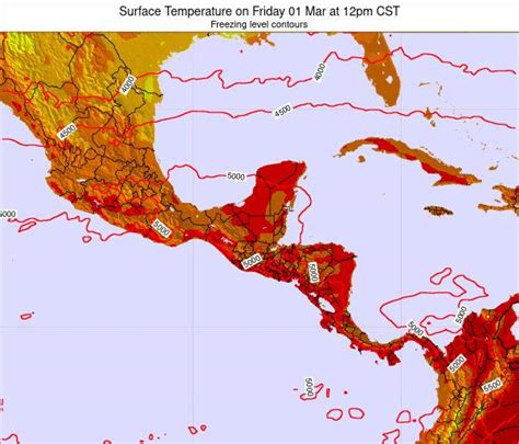 Honduras Surface Temperature on Sunday 02 Jun at 6pm CST