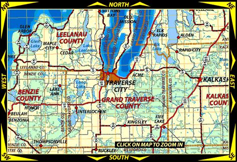 Map of Grand Traverse County, Michigan, including Traverse City, Old Mission Peninsula, Chum's ...