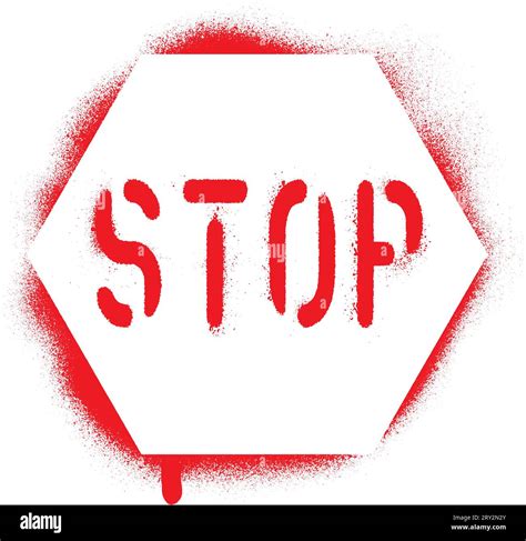 Isolated red STOP traffic sign on white. Spray paint graffiti stencil Stock Vector Image & Art ...