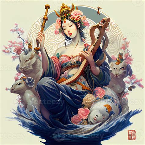 Benzaiten is a joyous Japanese goddess Generative AI 22249384 Stock Photo at Vecteezy