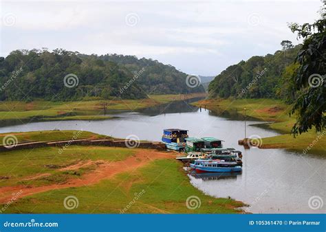 Boats in Periyar Lake and National Park, Thekkady, Kerala, India Stock ...