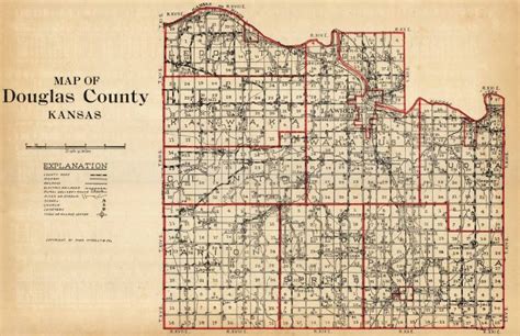 McNally's 1923 Map of Douglas County, Kansas - Art Source International