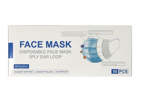 Single Use Disposable Face Mask Blue - Pack of 50