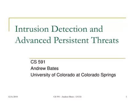 PPT - Intrusion Detection and Advanced Persistent Threats PowerPoint ...