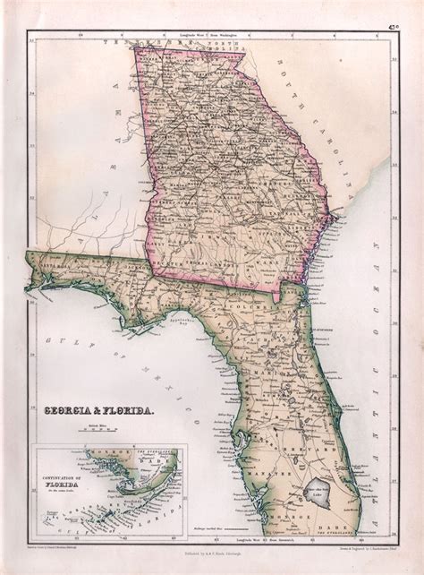 Map of Georgia and Florida - Etsy