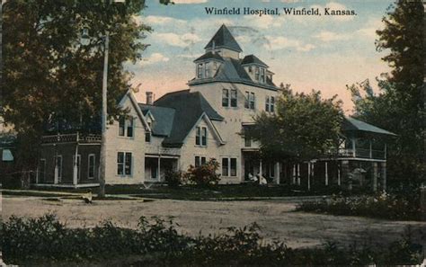 Winfield Hospital Kansas Postcard