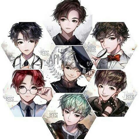 BTS anime style 💕 kyeotpa | ARMY's Amino