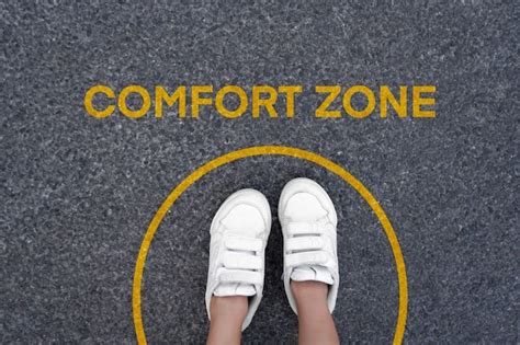 Premium Photo | Comfort zone concept. Step over circle line. Foot ...