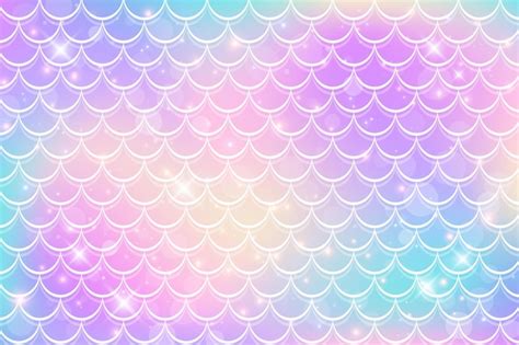 Premium Vector | Mermaid holographic background with scale and stars ...