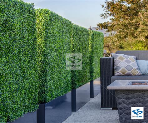 Freestanding Faux Boxwood Hedge With Baxter Contemporary Planter Box ...