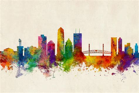 Jacksonville Florida Skyline Digital Art by Michael Tompsett - Fine Art ...